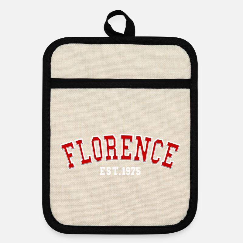 Florence Est. 1975 - Pot holders with rubber back - linen/black 