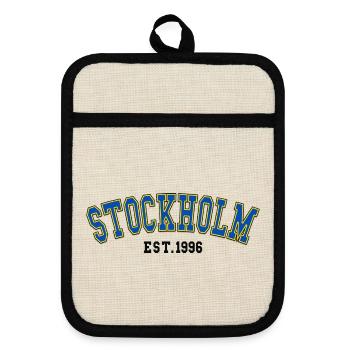 Stockholm gegründet 1996 - Topflappen mit Gummirückseite - Leinen/Schwarz  - Vorne
