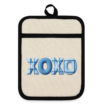 Look patchwork XOXO avec look tissu - Maniques avec dos en caoutchouc - lin/noir  - Devant