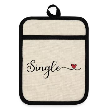 Single handgeschriebener Schriftzug mit Herz - Topflappen mit Gummirückseite - Leinen/Schwarz  - Vorne