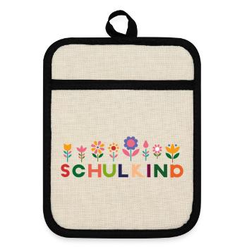 Schulkind  - Topflappen mit Gummirückseite - Leinen/Schwarz  - Vorne