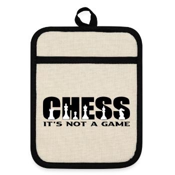 Chess - Pot holders with rubber back - linen/black  - Front