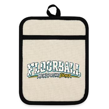 Floorball Löcher Humor Design - Topflappen mit Gummirückseite - Leinen/Schwarz  - Vorne