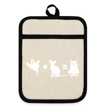 Funny Halloween Dog Ghost Halloween Dog - Pot holders with rubber back - linen/black  - Front