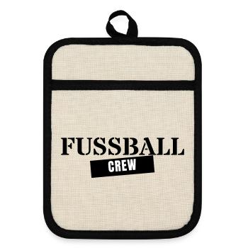 Fußball Crew - Mannschaft Verein Fußballteam - Topflappen mit Gummirückseite - Leinen/Schwarz  - Vorne