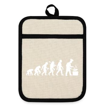 Koch Evolution Für Chefkoch Köchin Chef - Topflappen mit Gummirückseite - Leinen/Schwarz  - Vorne