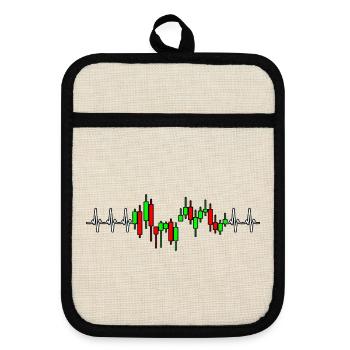 Trader Herzschlag Aktien Krypto Diagramm - Topflappen mit Gummirückseite - Leinen/Schwarz  - Vorne