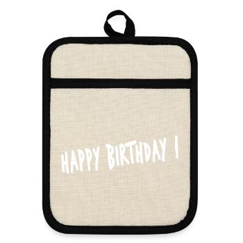 JAHRESTAG. ALLES GUTE ZUM GEBURTSTAG. ALLES GUTE ZUM GEBURTSTAG. - Topflappen mit Gummirückseite - Leinen/Schwarz  - Vorne