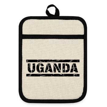 Ouganda - Maniques avec dos en caoutchouc - lin/noir  - Devant