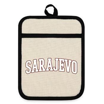 Sarajevo Bold Lettering - Pot holders with rubber back - linen/black  - Front