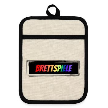 Brettspiele bunter Schriftzug - Topflappen mit Gummirückseite - Leinen/Schwarz  - Vorne