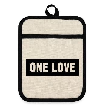 one love - Pot holders with rubber back - linen/black  - Front