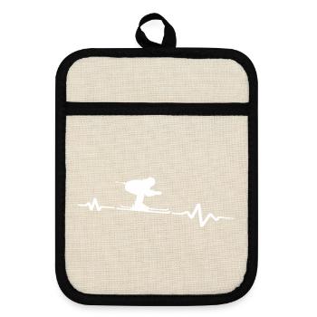 Rythme cardiaque Skieur alpin Passion Cardiogramme - Maniques avec dos en caoutchouc - lin/noir  - Devant