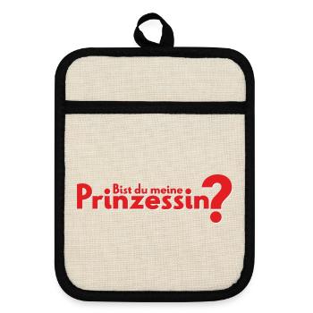 Bist du meine Prinzessin? - Topflappen mit Gummirückseite - Leinen/Schwarz  - Vorne