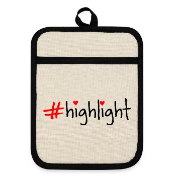 highlight - Topflappen mit Gummirückseite - Leinen/Schwarz  - Vorne