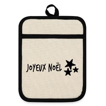 CHRISTMAS. MERRY CHRISTMAS. MERRY CHRISTMAS. NEW YEAR’S DAY - Pot holders with rubber back - linen/black  - Front