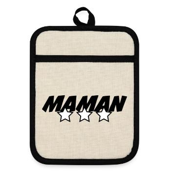 Maman d'Amour - Fête des Mères - Maniques avec dos en caoutchouc - lin/noir  - Devant