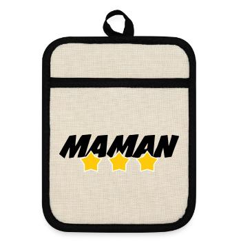 Maman d'Amour - Mother's Day - Pot holders with rubber back - linen/black  - Front