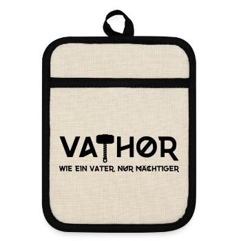 Vathor - Comme un père, mais en plus puissant - Maniques avec dos en caoutchouc - lin/noir  - Devant