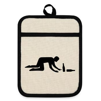 Drinking, Drinking - Pot holders with rubber back - linen/black  - Front