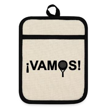 Vamos! - Pot holders with rubber back - linen/black  - Front