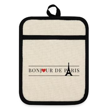 Paris Frankreich Eiffelturm - Topflappen mit Gummirückseite - Leinen/Schwarz  - Vorne