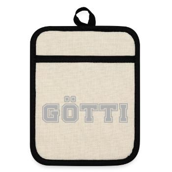 Götti College lettering - Pot holders with rubber back - linen/black  - Front