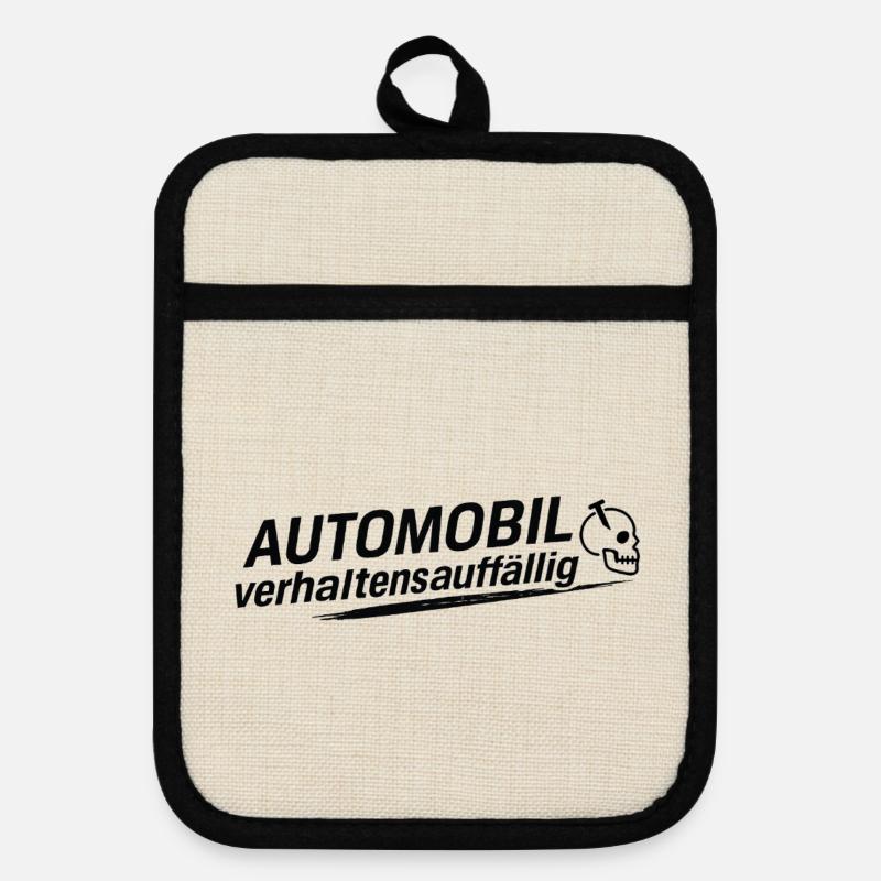 Automobile behaviorally problematic - Pot holders with rubber back - linen/black 