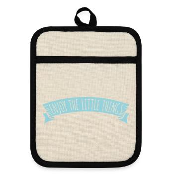 Enjoy The Little Things Gratitude Mindfulness - Pot holders with rubber back - linen/black  - Front