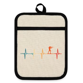 Biathlon heartbeat biathlete ski - Pot holders with rubber back - linen/black  - Front