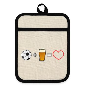 Football plus beer equals love - Pot holders with rubber back - linen/black  - Front