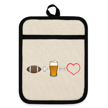 American Football Beer Heart - Pot holders with rubber back - linen/black  - Front