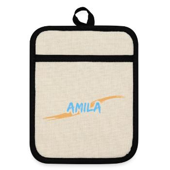 Amila Amila - Pot holders with rubber back - linen/black  - Front