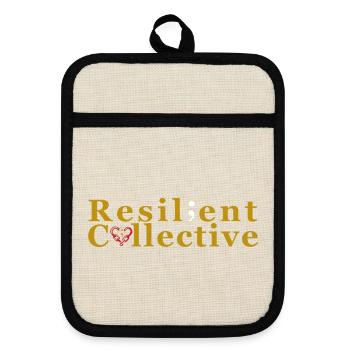 Resilient Collective Logo - Pot holders with rubber back - linen/black  - Front