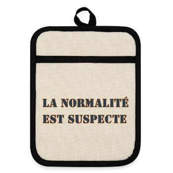 NORMALITÄT IST VERDÄCHTIG - Topflappen mit Gummirückseite - Leinen/Schwarz  - Vorne