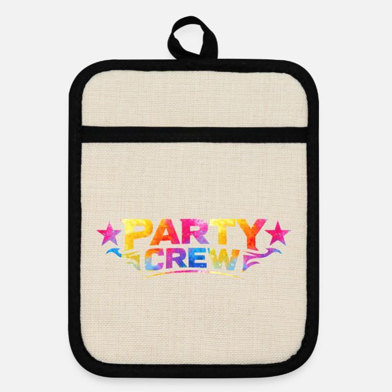 Party Crew - Pot holders with rubber back - linen/black 