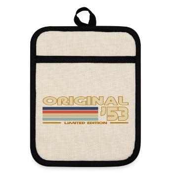 1953 - Pot holders with rubber back - linen/black  - Front