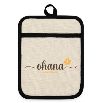 Ohana Family Hawaii Shirt - Pot holders with rubber back - linen/black  - Front