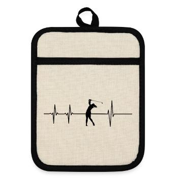 Golfer on Beat - Pot holders with rubber back - linen/black  - Front
