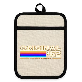 1962 - Pot holders with rubber back - linen/black  - Front