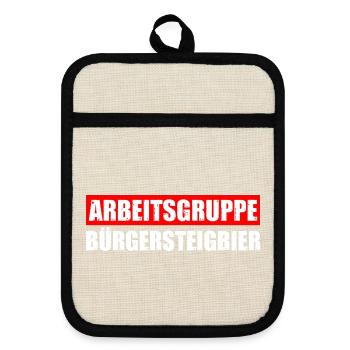 Bürgersteigbier OKF Ortskontrollfahrt - Topflappen mit Gummirückseite - Leinen/Schwarz  - Vorne