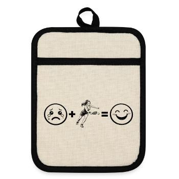 Pickleball players for pickleball players Fans - Pot holders with rubber back - linen/black  - Front