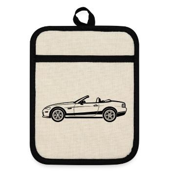 Convertible Car - Pot holders with rubber back - linen/black  - Front