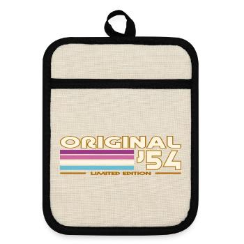 1954 - Pot holders with rubber back - linen/black  - Front
