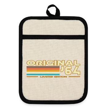 Original 64 Retro Rainbow - Pot holders with rubber back - linen/black  - Front