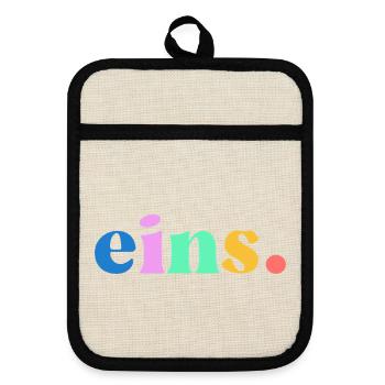 Cadeau du premier anniversaire : Un bébé - Maniques avec dos en caoutchouc - lin/noir  - Devant