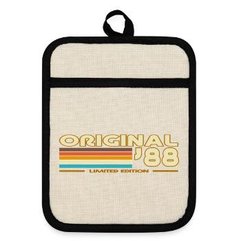 Original 88 Retro Stripes - Pot holders with rubber back - linen/black  - Front