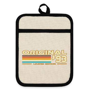 1993 - Pot holders with rubber back - linen/black  - Front