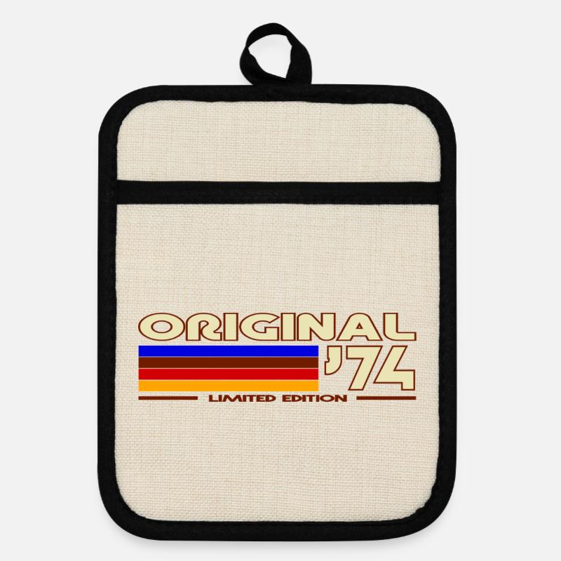 1974 - Topflappen mit Gummirückseite - Leinen/Schwarz 