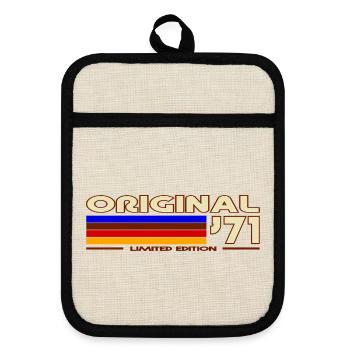 Originales 71 Rainbow Retro-Abzeichen - Topflappen mit Gummirückseite - Leinen/Schwarz  - Vorne